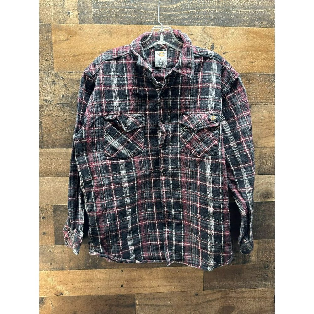 Dickies Women's Long Sleeve Flannel Button Down Size Large